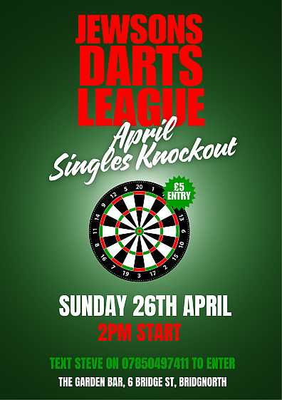 Darts single knockout at the Garden Bar