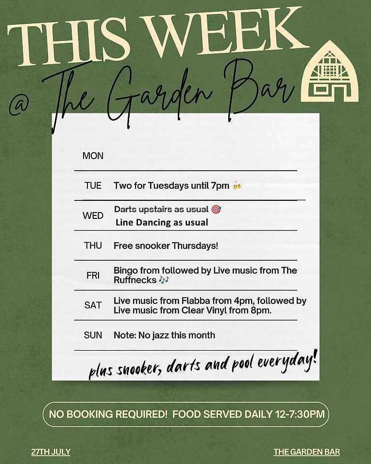 This week at the Garden Bar